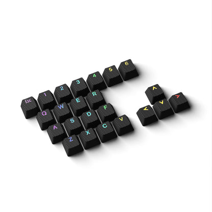 HK Gaming Rubber Keycaps Set - 23 Keys OEM Profile, Anti-Slip Texture, Doubleshot Backlit, Black, Compatible with Cherry MX/Gateron/Kailh