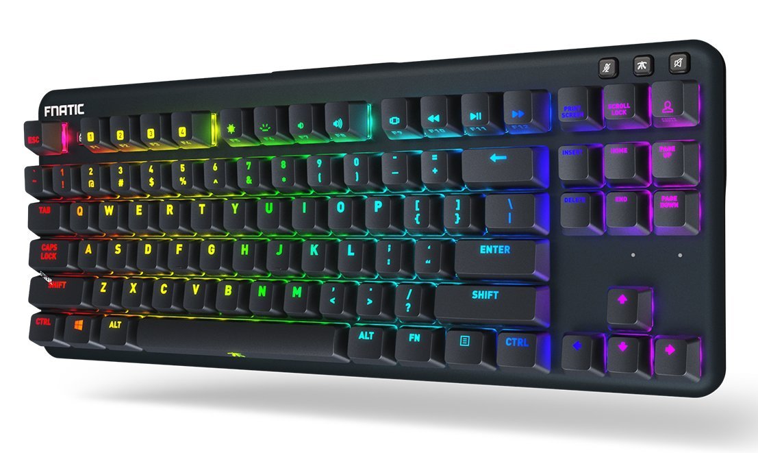 Fnatic miniSTREAK RGB Mechanical Gaming Keyboard - Tenkeyless TKL, Cherry MX Silent Red Switches, Ergonomic Wrist Rest