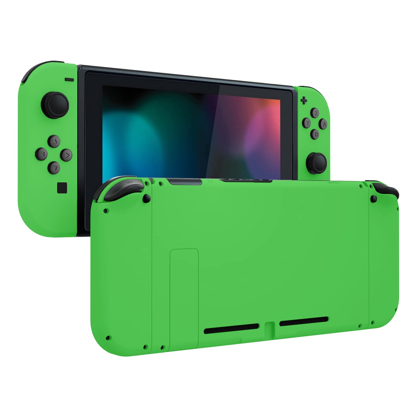 eXtremeRate DIY Replacement Shell Buttons for Nintendo Switch  Soft Touch Back Plate for Switch Console  Custom Housing Case with Full Set Buttons for Joycon Handheld Controller - Green
