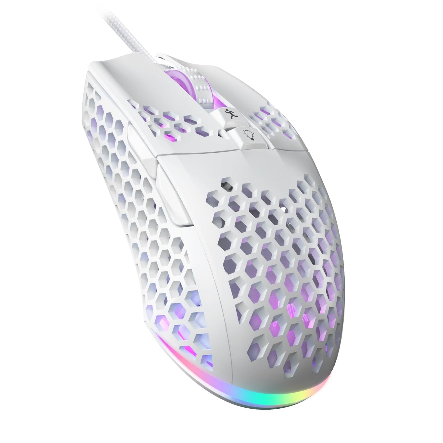SOLAKAKA SM900 White Wired Gaming Mouse with Honeycomb Shell 12800 DPI 7 Programmable Buttons Lightweight Gaming Mice Ergonomic Computer Mouse Gaming for Windows/PC/Mac/Laptop Gamer