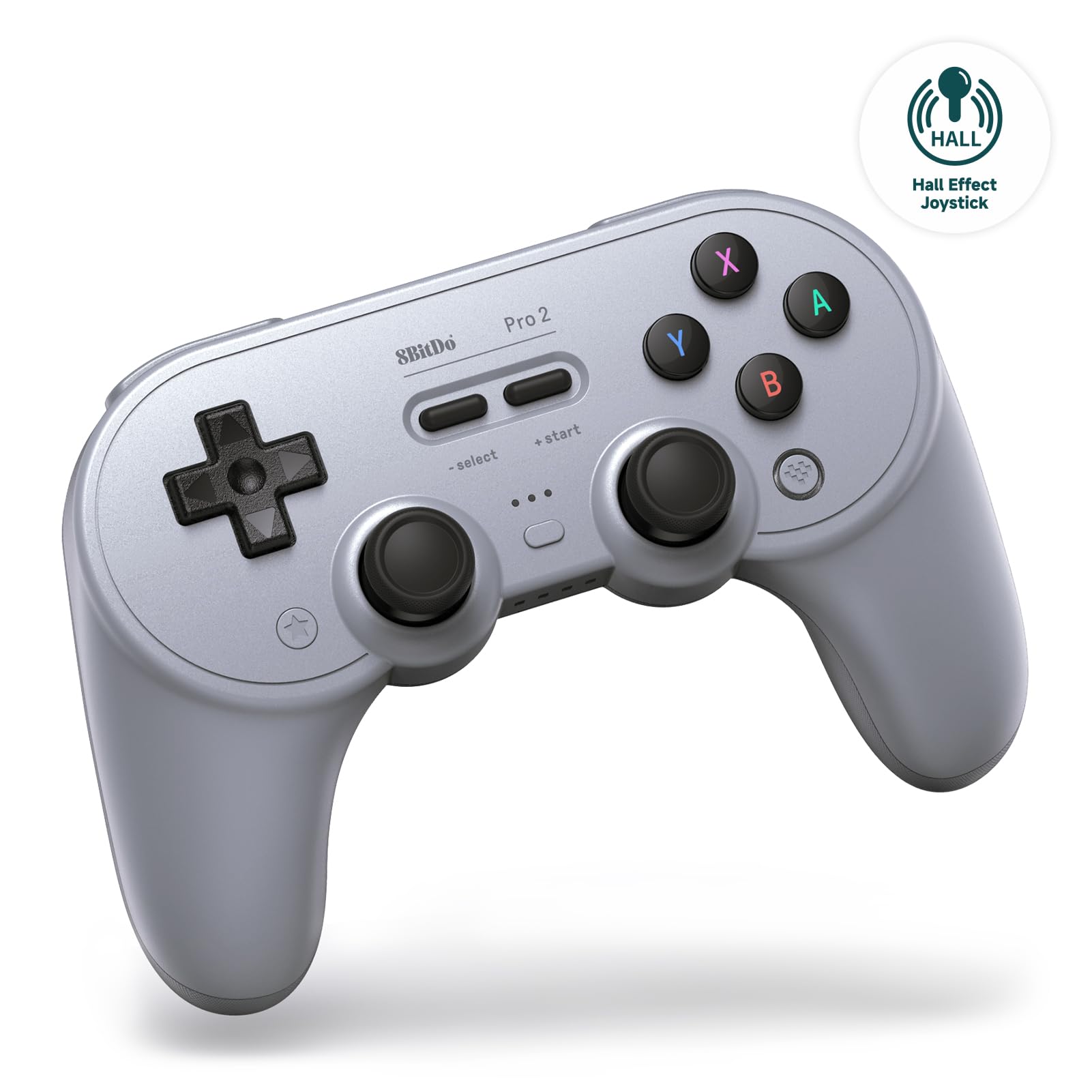 8Bitdo Pro 2 Bluetooth Controller for Switch/Switch 2 - Hall Effect Joysticks, 2 Back Paddles, Gray Edition, Model 6922621505006
