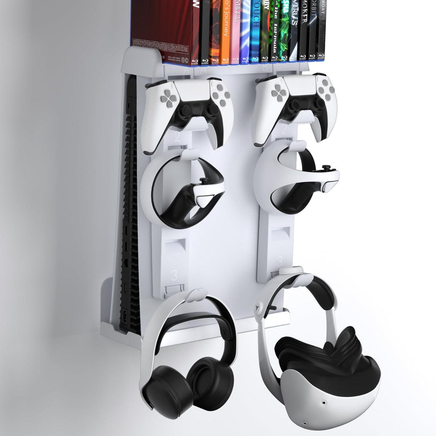 innoAura P5 Wall Mount Bracket for P5 2020 Model  8-in-1 Adjustable Mount Kit Compatible with P5 Digital/Disc Edition Consoles  Controllers  Headset  P-SVR2 & 14 Game Slots - White