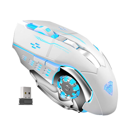 AULA SC100 Wireless Gaming Mouse - Rechargeable, RGB LED, DPI Adjustable, White Color