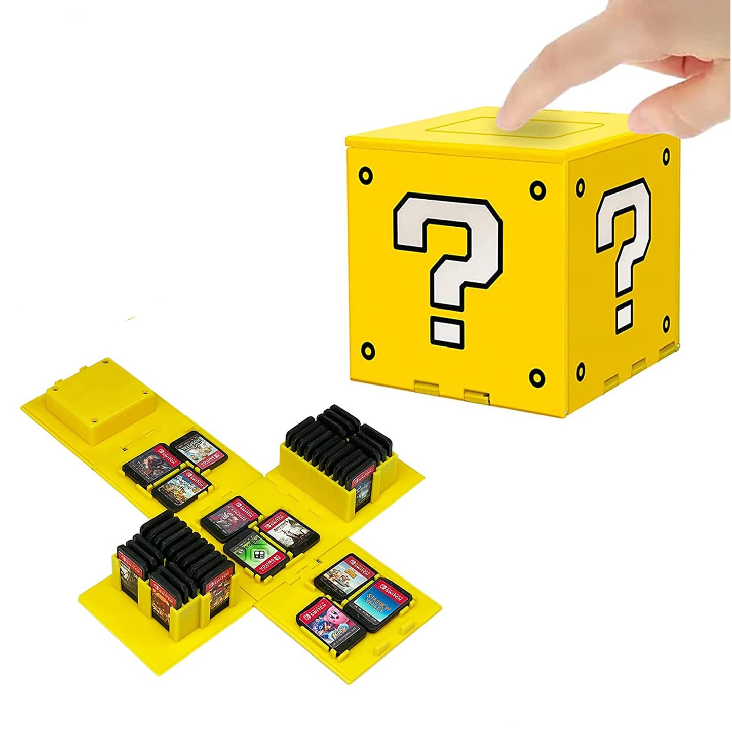doepeBAE Game Card Storage Box for Switch Game Card Video Game Card Holder with 41 Game Card Slots Fun Gift for Kids (Q Yellow 41)