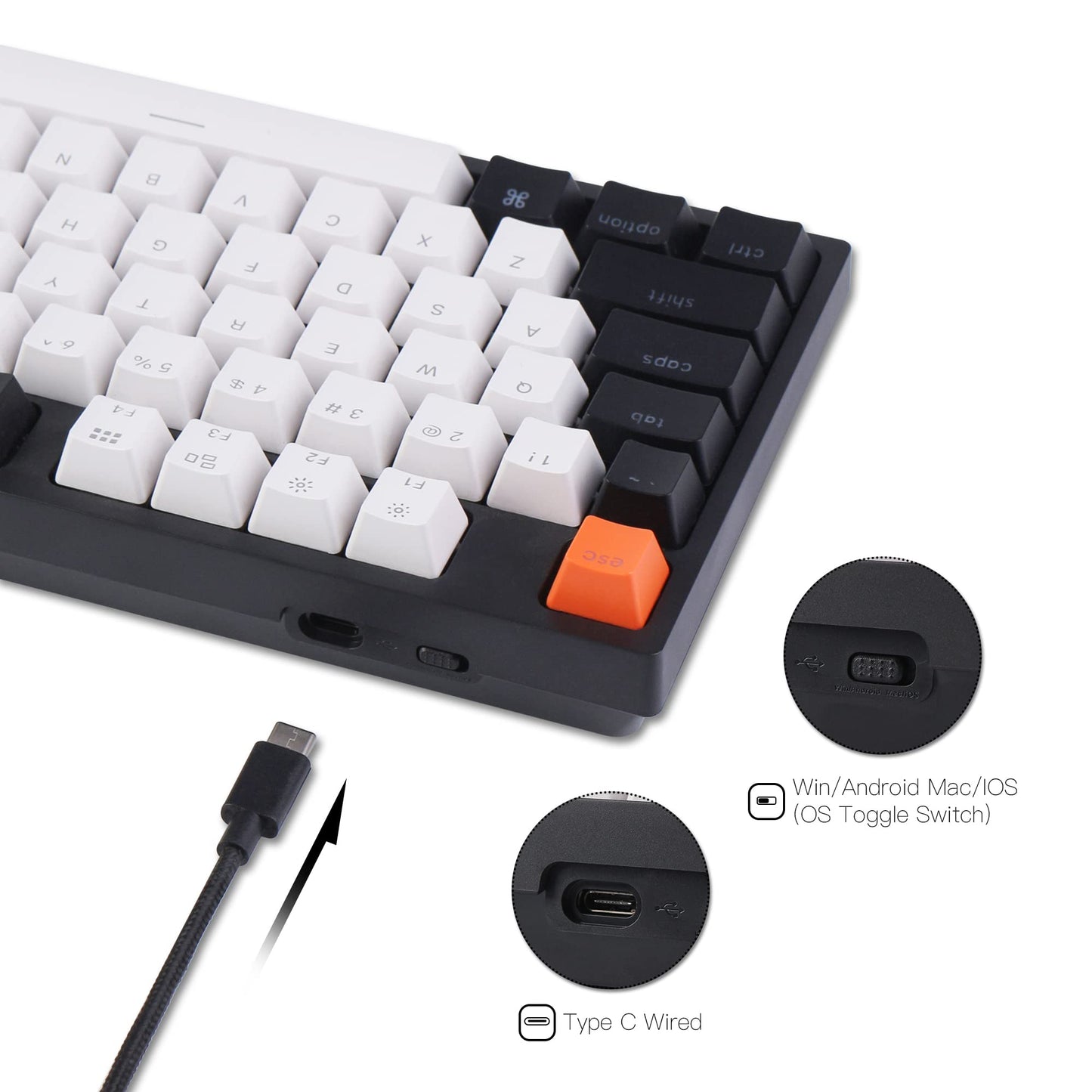 Keychron C1 Wired Mechanical Keyboard, Gateron G Pro Brown Switch, Tenkeyless 87 Keys, White Backlight, USB Type-C