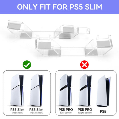 YIBEICO Horizontal Stand for PS5 Slim Console - Transparent, Disc/Digital Edition, Model Y587659