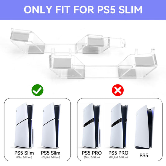 YIBEICO Horizontal Stand for PS5 Slim Console - Transparent, Disc/Digital Edition, Model Y587659