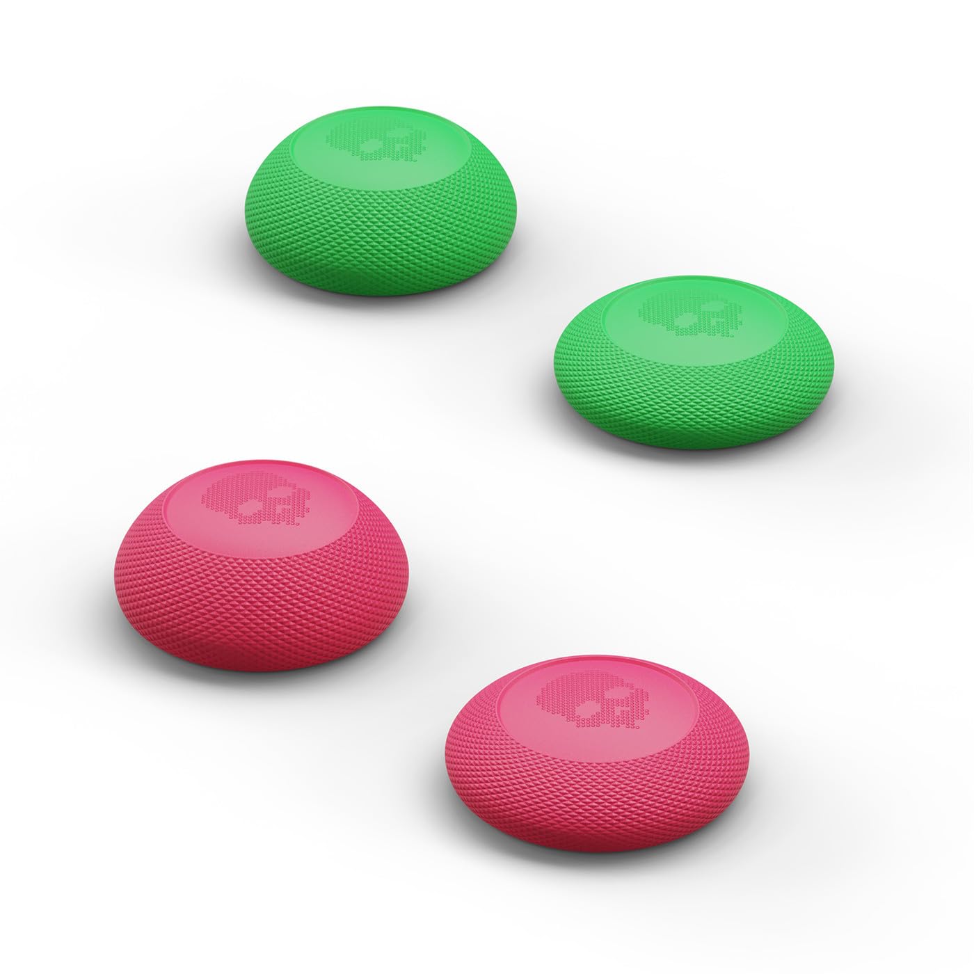 Skull & Co. Convex Thumb Grips Set: Skin  CQC Joystick Cap Analog Stick Cap for Nintendo Switch Pro Controller & PS5 / PS4 / Slim/Pro Controller- Neon Pink + Green  2 Pairs (4pcs)