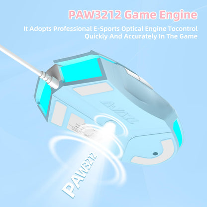 FELICON RGB Gaming Mouse - Ergonomic, Programmable 7 Buttons, Wired, Blue, Compatible with Windows, Mac OS, Linux