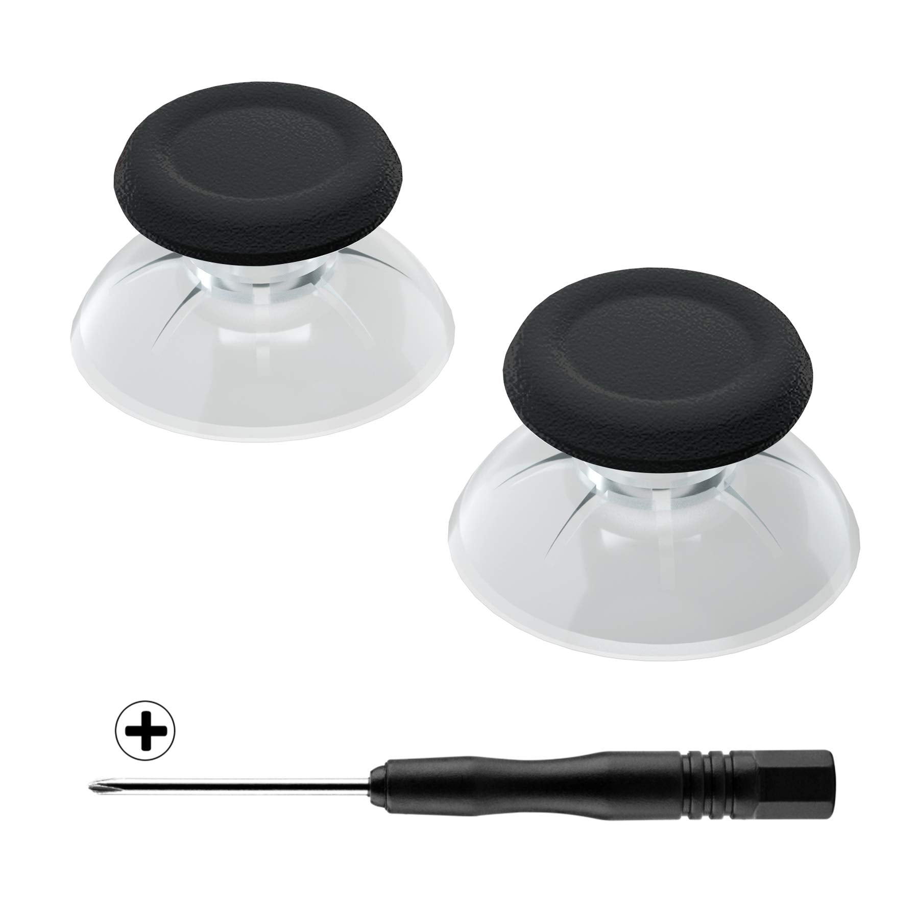 eXtremeRate Black & Clear Dual-Color Replacement 3D Joystick Thumbsticks for PS5 Controller  Analog Thumb Sticks with Screwdriver for PS4 Slim Pro Controller