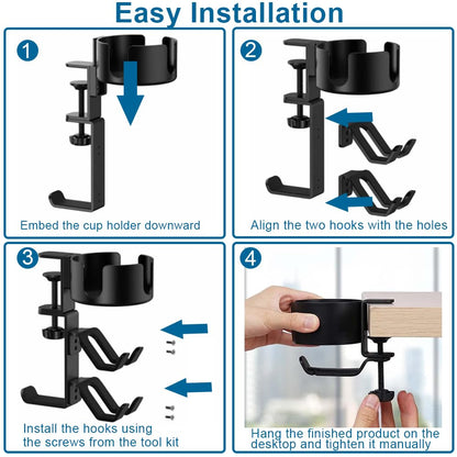 Elfzone 360° Rotating Game Controller & Headphone Holder - Clamp On Desk Organizer, Model 1