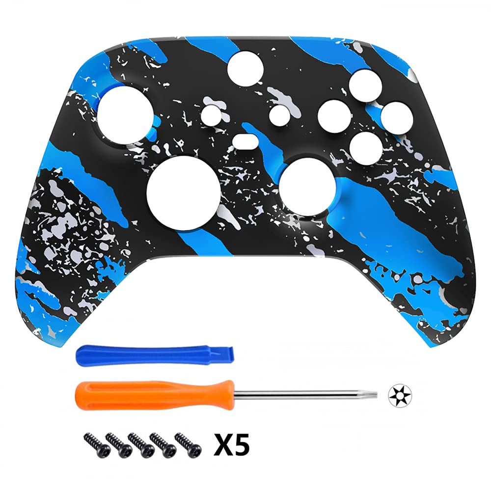 eXtremeRate Xbox Series X & S Controller Shell - Blue Coating Splash - FX3S206 - Durable ABS Front Housing Cover