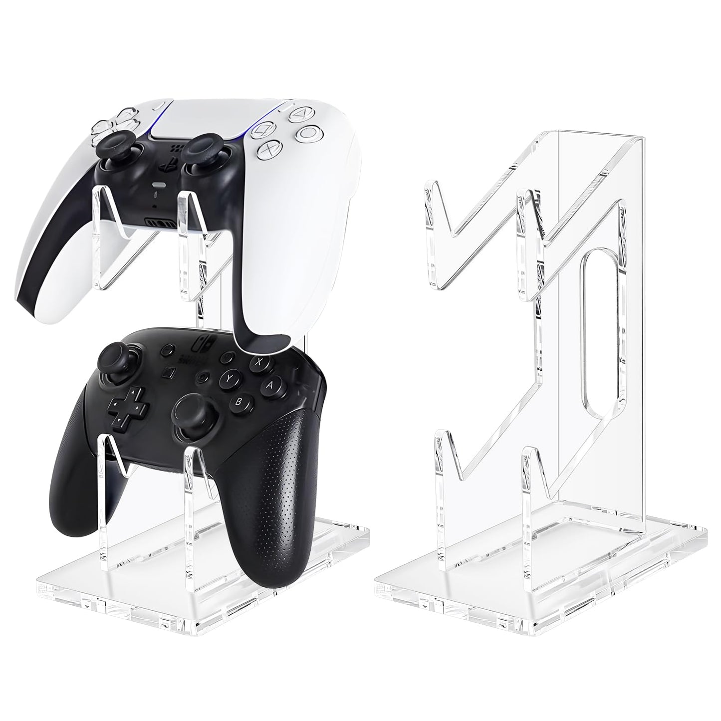 FYY Game Controller Holder - 2-Tier Acrylic Stand for Nintendo Switch, Xbox, PS5, PS4 - Clear Display, Model 1897