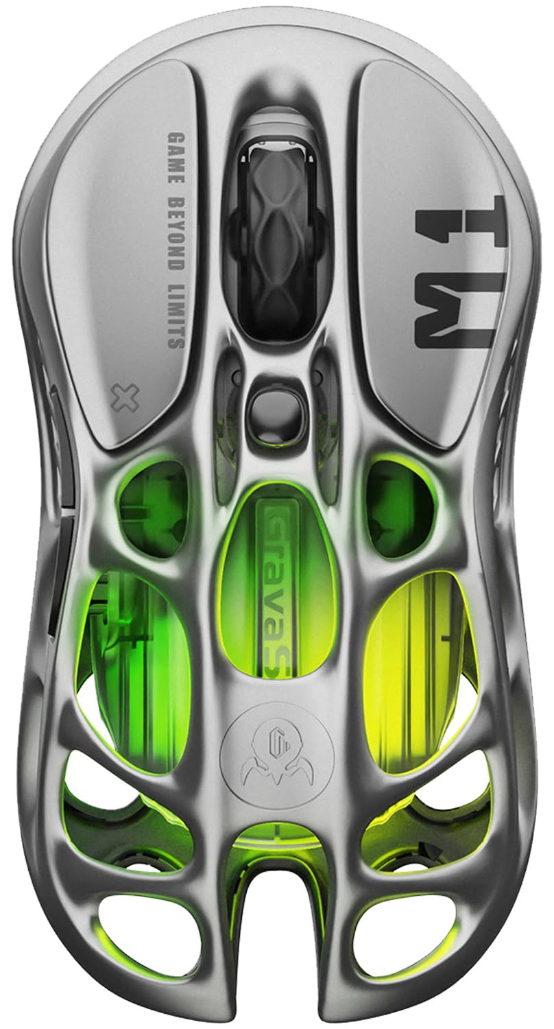 GravaStar Mercury M1 Pro Wireless Gaming Mouse - 26 000 DPI PAW3395DM Sensor  Lightweight Magnesium Alloy  Tri-Mode (Wired/2.4GHz/Bluetooth)  4K Polling Rate  Up to 200-Hour Battery