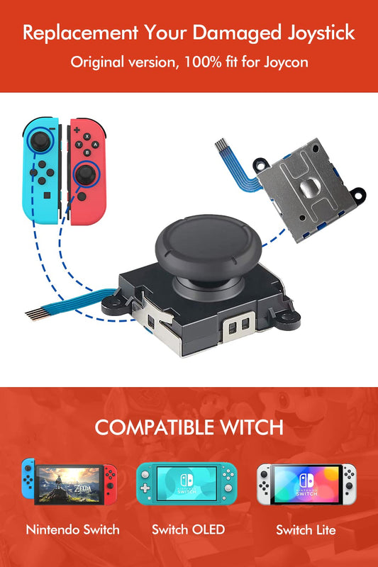 OLCLSS Joycon Joystick Replacement Kit - 48 in One for Switch/Switch Lite/OLED, Includes 4 Thumbsticks, 2 Screwdrivers, Pry Tool