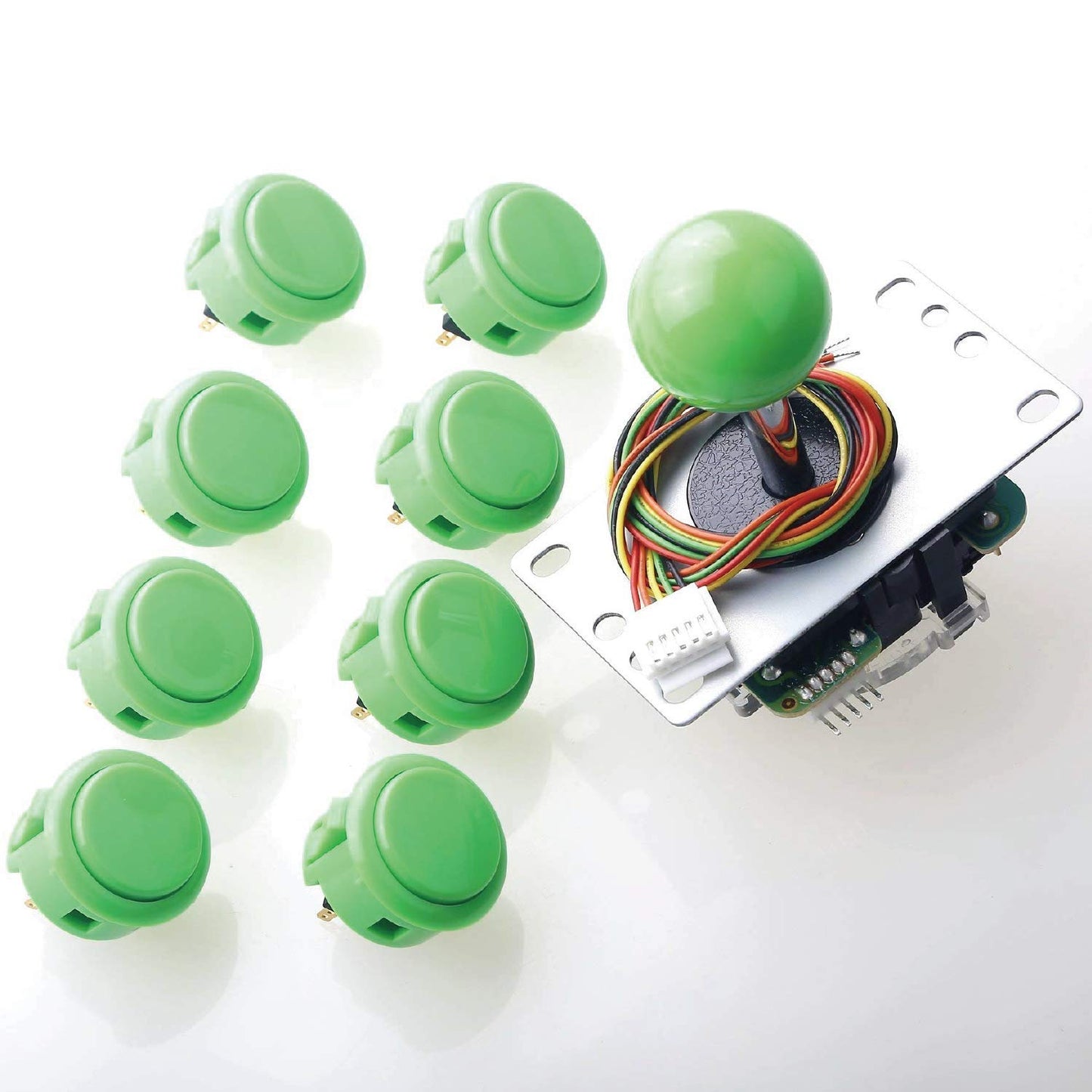 Sanwa JLF-TP-8YT Joystick + Sanwa 8 pcs OBSF-30 Push Button Bundle Kit Color : Green - for Arcade Game 4 & 8 Way Adjustable  Compatible with Catz Mad SF4 Tournament Joystick SatNWA