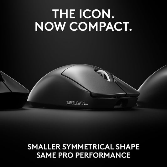 Logitech G PRO X Superlight 2c Wireless Gaming Mouse, 51g, 44K DPI, USB-C, Compact, Black, Model 910-007518