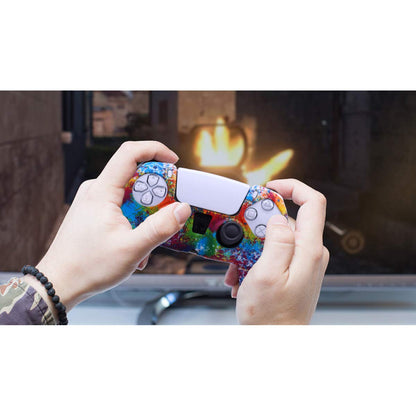 Sofunii Silicone PS5 Controller Skin Cover Case - Anti-Slip, Rainbow, Includes 8 Thumb Grip Caps, Fits Sony PlayStation 5, Model PS5-MD