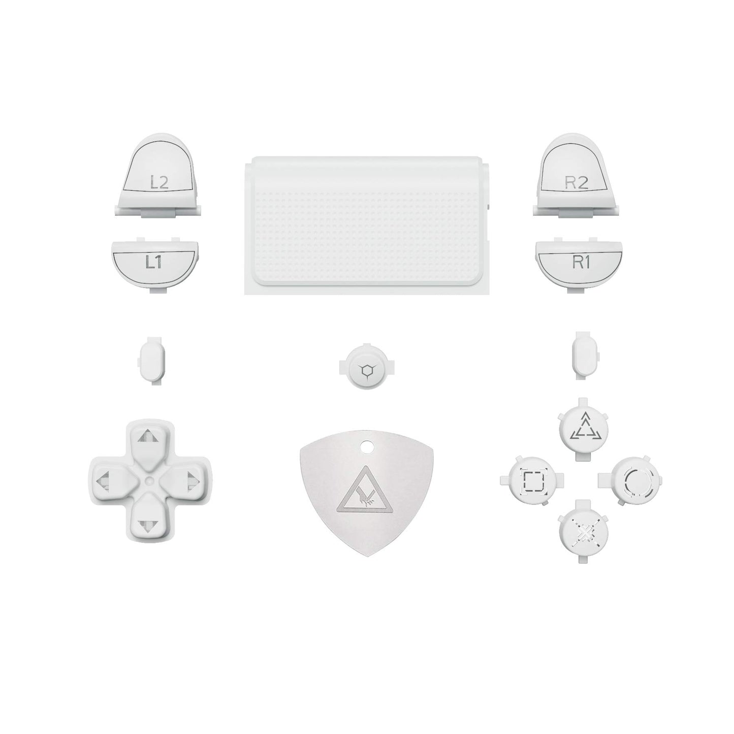 eXtremeRate White Classical Symbols Custom Replacement Full Set Buttons for ps4 Slim Pro CUH-ZCT2 Controller - Compatible with ps4 DTFS LED Kit - Controller NOT Included