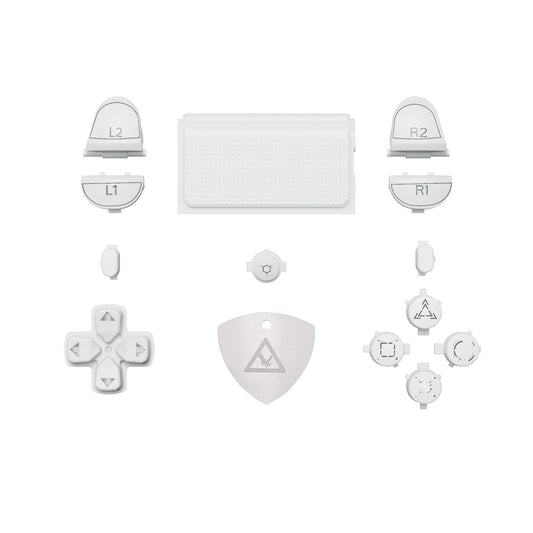 eXtremeRate White Classical Symbols Custom Replacement Full Set Buttons for ps4 Slim Pro CUH-ZCT2 Controller - Compatible with ps4 DTFS LED Kit - Controller NOT Included