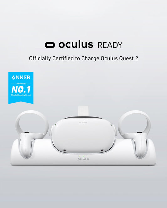Anker Oculus Quest 2 Charging Dock - Certified Stand with Controller Mount, 2 Rechargeable Batteries, USB-C Charger, White