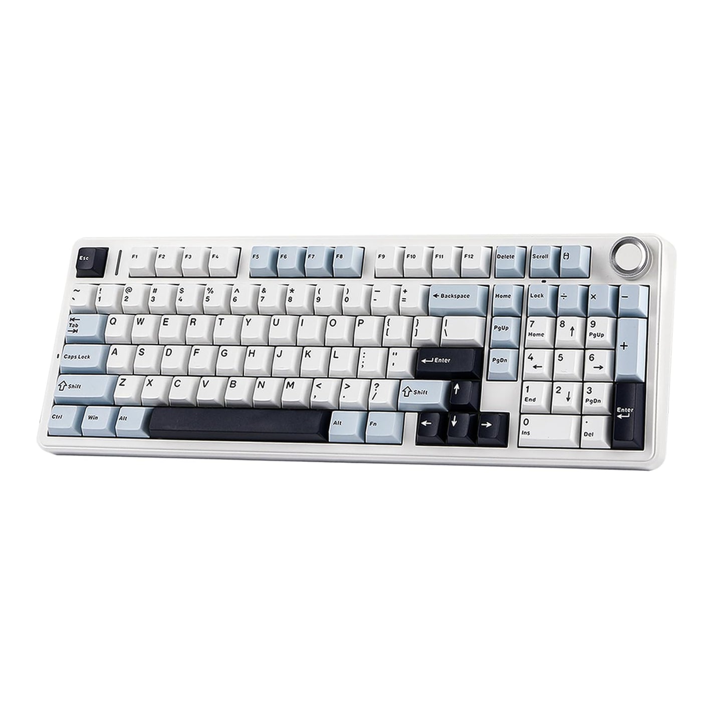 EPOMAKER F99 PRO Wireless Gaming Keyboard, 8000mAh Battery, Hot Swappable, RGB Backlit, Blue&White, 2.4GHz/BT5.0, NK