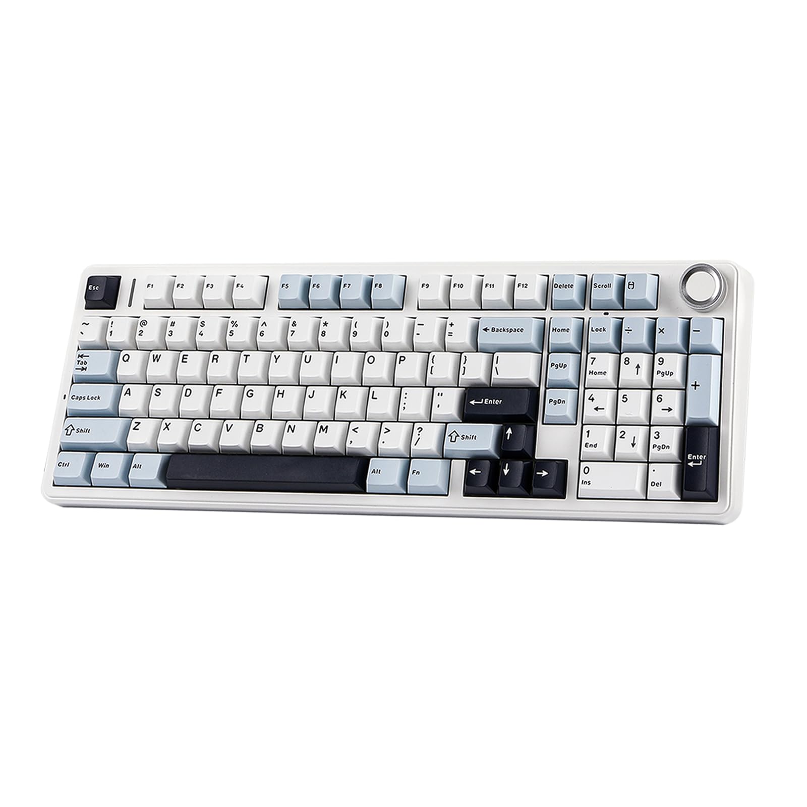 EPOMAKER F99 PRO Wireless Gaming Keyboard, 8000mAh Battery, Hot Swappable, RGB Backlit, Blue&White, 2.4GHz/BT5.0, NK