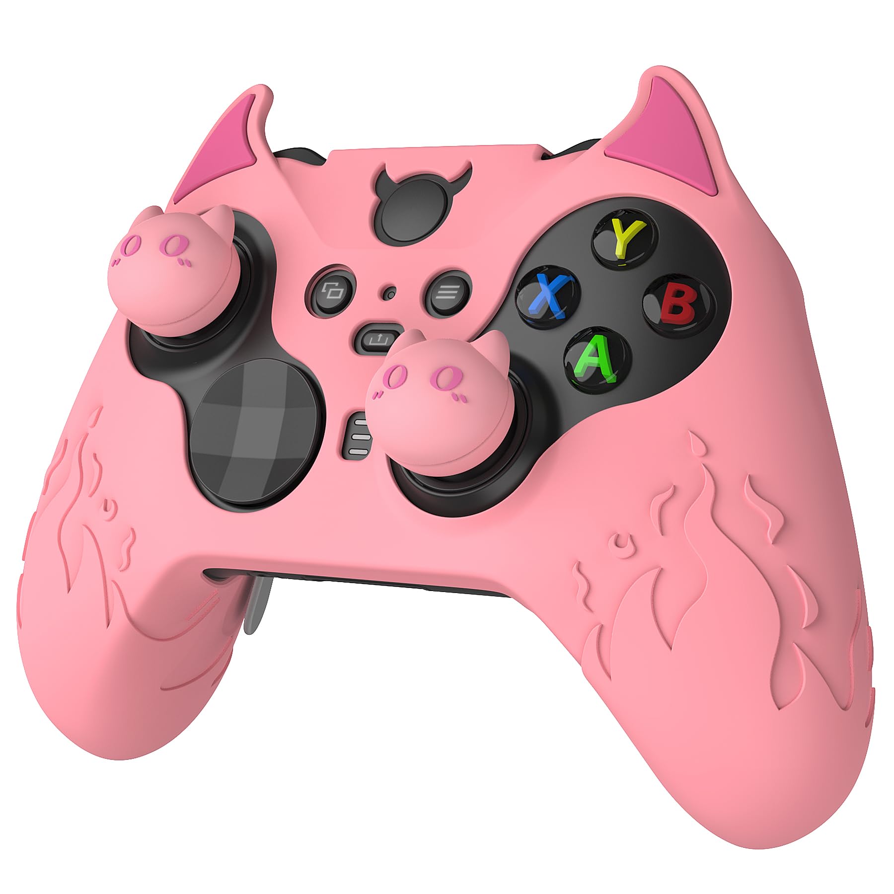 PlayVital Cute Demon Silicone Case Cover for Xbox Elite Wireless Controller Series 2  Kawaii Anti-Slip Shockproof Controller Skin Grip for Xbox Elite Series 2 Core with Thumb Grip Caps - Pink