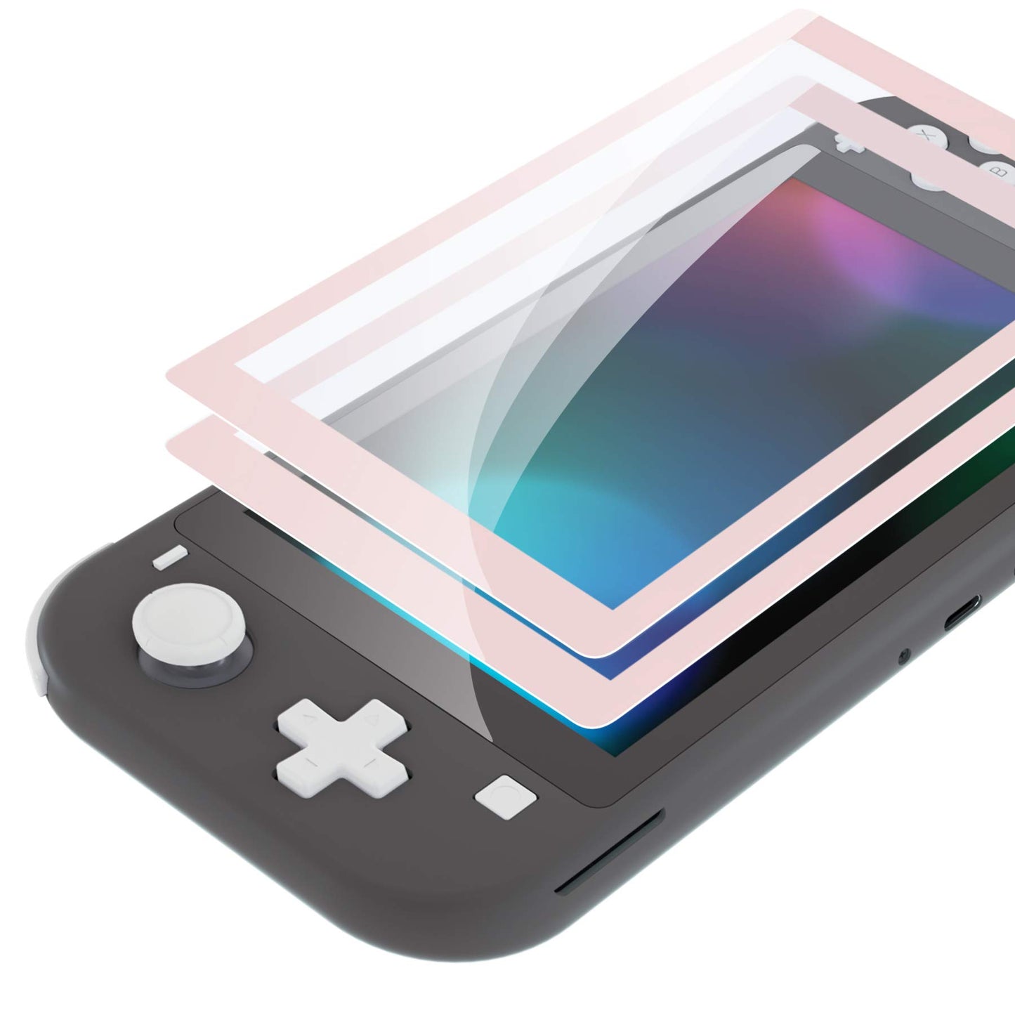 eXtremeRate 2 Pack Cherry Blossoms Pink Border Transparent HD Clear Protector Film  Tempered Glass Screen Protector for Nintendo Switch Lite