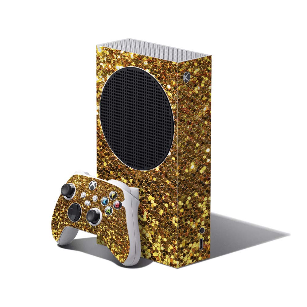 MightySkins Carbon Fiber Skin Compatible with Xbox Series S Bundle - Gold Dazzle | Protective  Durable Textured Carbon Fiber Finish | Easy to Apply and Change Styles | Made in The USA