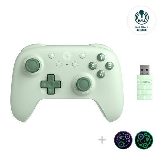 8Bitdo Ultimate 2C Hall Effect Joysticks and Hall Triggers Wireless Controller for Windows PC and Android  with Remappable L4/R4 Bumpers  Turbo function & Rumble vibration (Green)