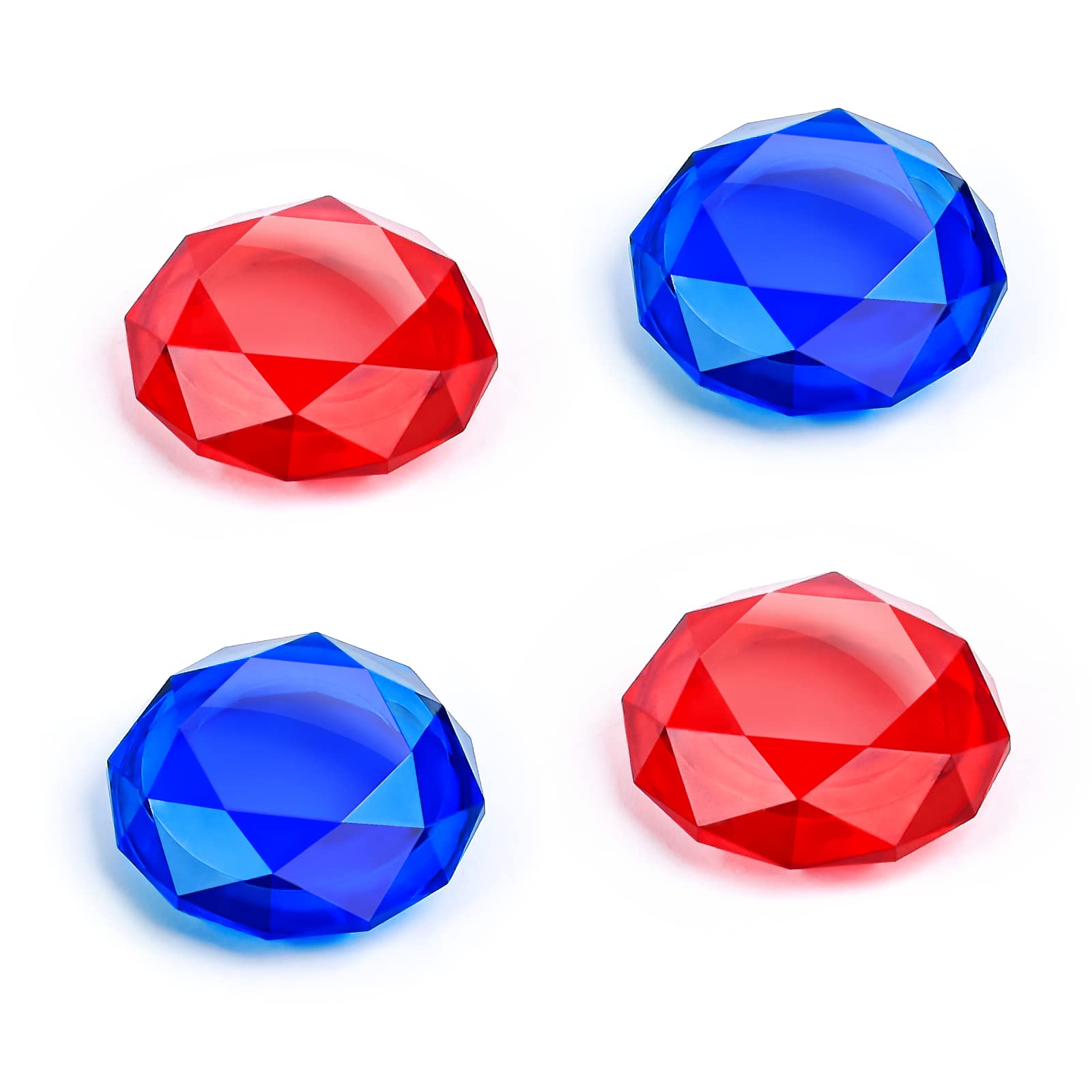 DLseego Diamond 3D Thumb Grips Caps Design for Switch Lite & Switch OLED Joy Con - Crystal Clear Console Joystick Cover 4PCS - Blue and Red