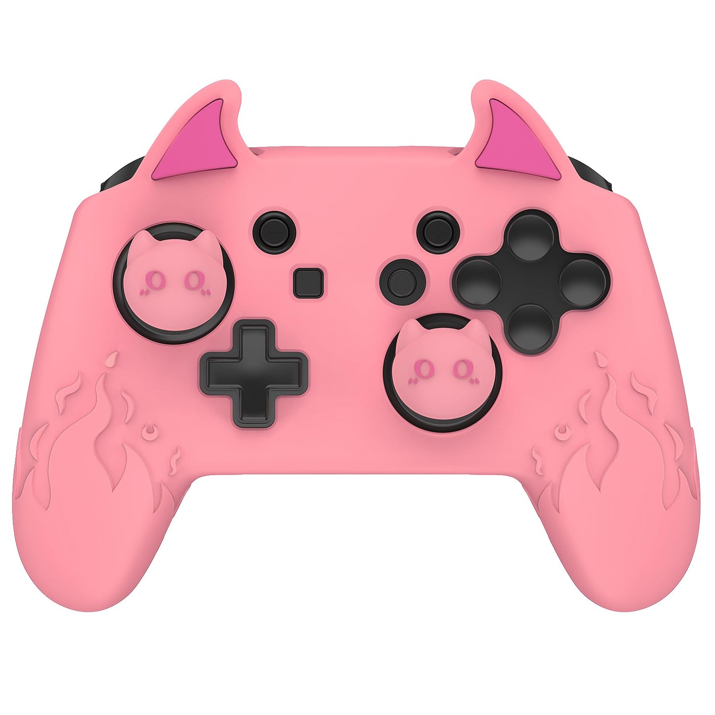 playvital Cute Demon Silicone Grip Cover for Nintendo Switch Pro Controller  Anti-Slip  Kawaii Protective Skin with Joystick Caps and Stickers Compatible with Nintendo Switch Pro- Pink