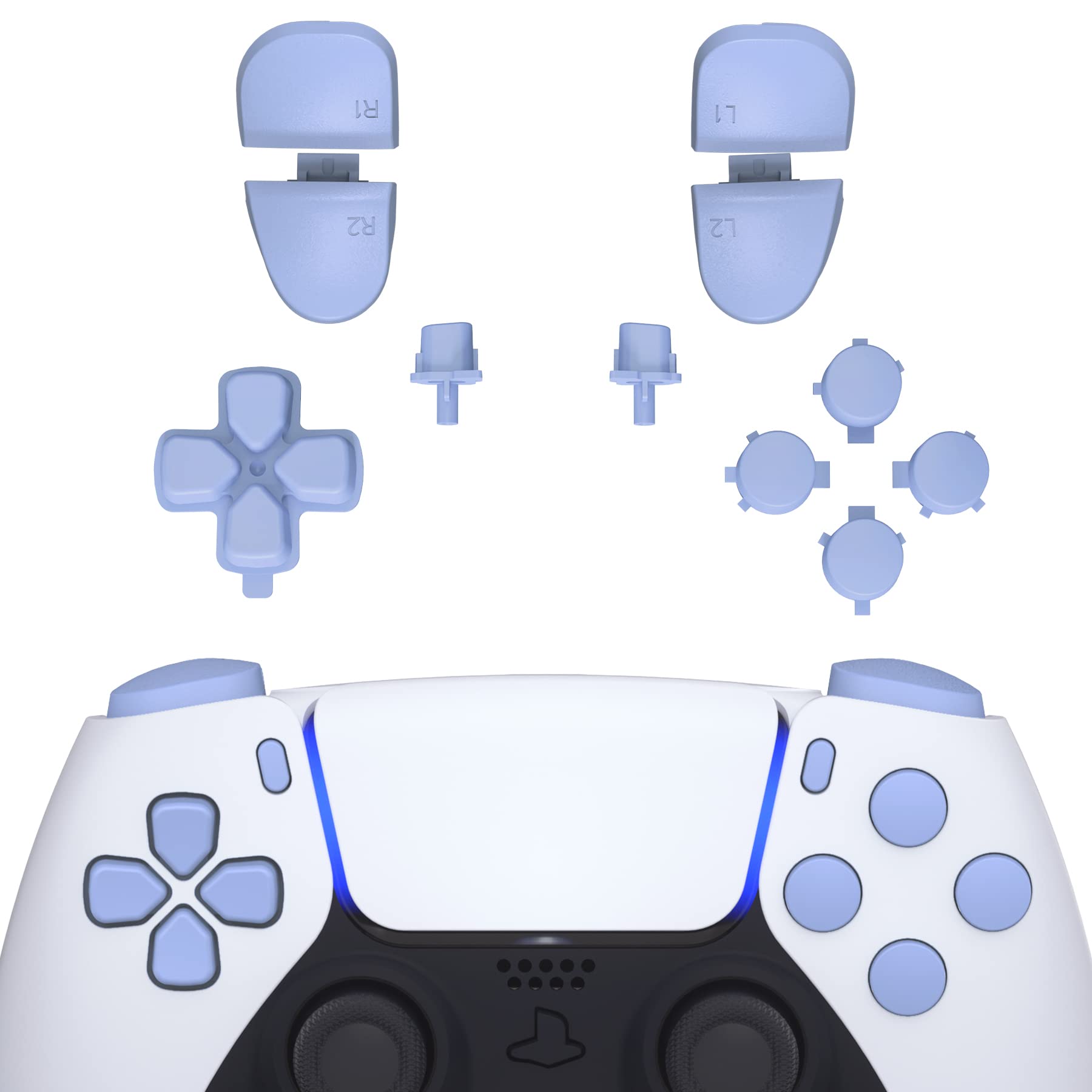 eXtremeRate Replacement D-pad R1 L1 R2 L2 Triggers Share Options Face Buttons  Light Violet Full Set Buttons Compatible with ps5 Controller BDM-030 BDM-040 BDM-050 - Controller NOT Included
