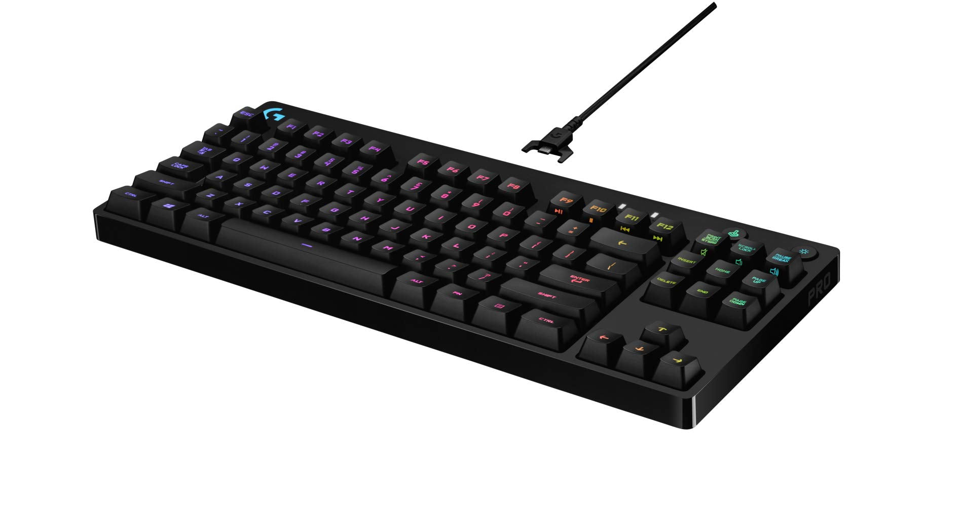 Logitech G Pro Mechanical Gaming Keyboard - RGB Backlit, Ultra Portable, Detachable Micro USB Cable, Black, Model 920-008290