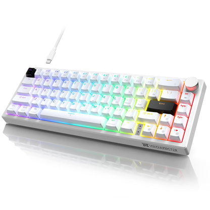 YOUSUOMASTER X82 60% Wired Gaming Keyboard, RGB Backlit, Hot Swappable Red Switch, Mini Design, White
