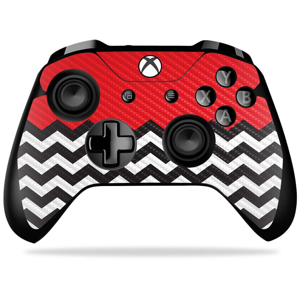 MightySkins Carbon Fiber Skin for Microsoft Xbox One X Controller - Red Chevron | Protective  Durable Textured Carbon Fiber Finish | Easy to Apply  Remove  and Change Styles | Made in The USA