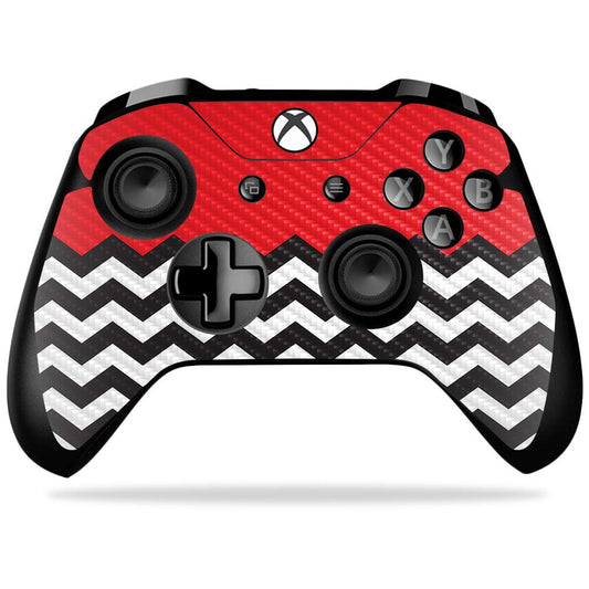 MightySkins Carbon Fiber Skin for Microsoft Xbox One X Controller - Red Chevron | Protective  Durable Textured Carbon Fiber Finish | Easy to Apply  Remove  and Change Styles | Made in The USA