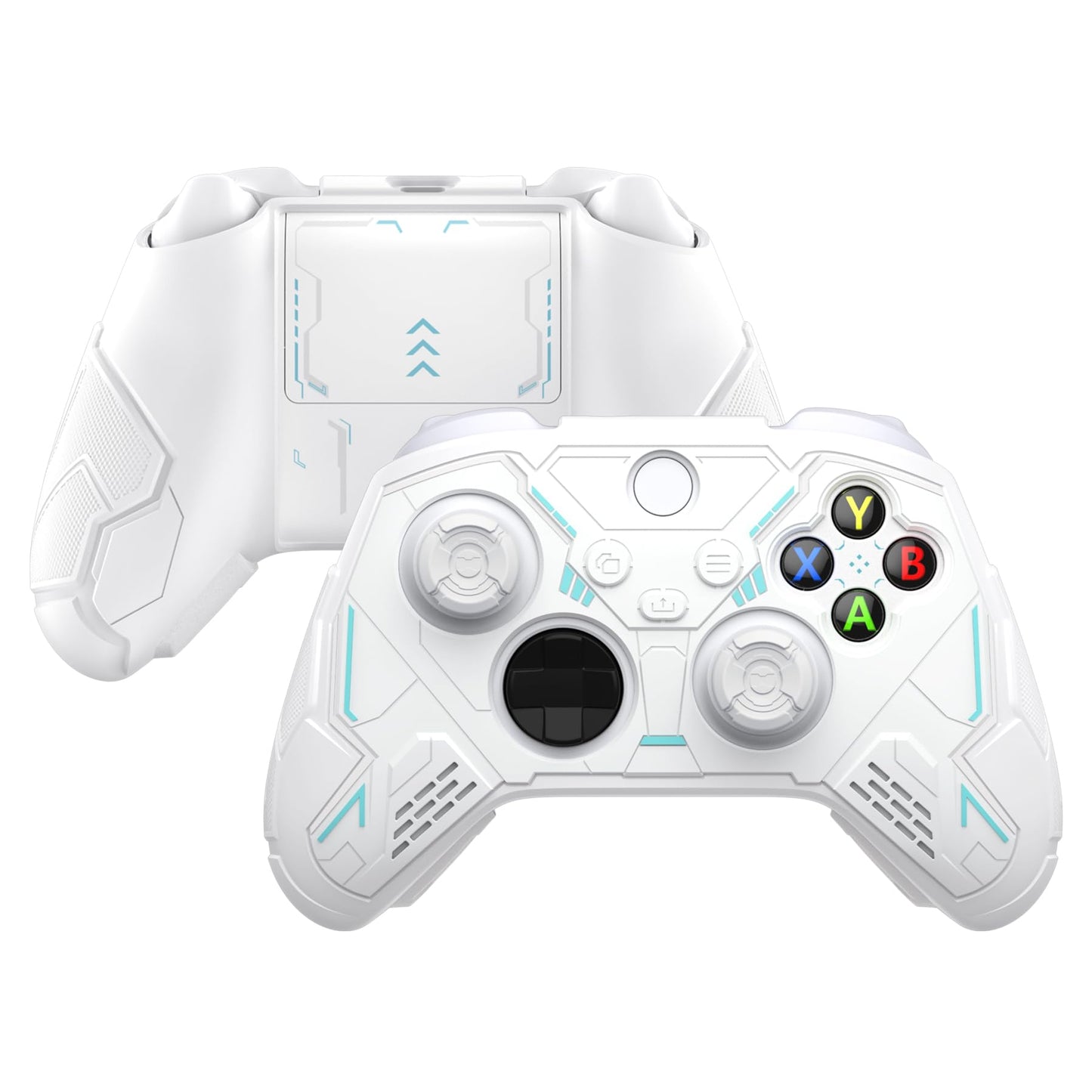 playvital Stellar Mecha Silicone Cover Skin for Xbox Series X/S Controller  Anti-slip Grip Protector with Thumb Grips & Sticker for Xbox Core Wireless Controller - White & Frost Gray