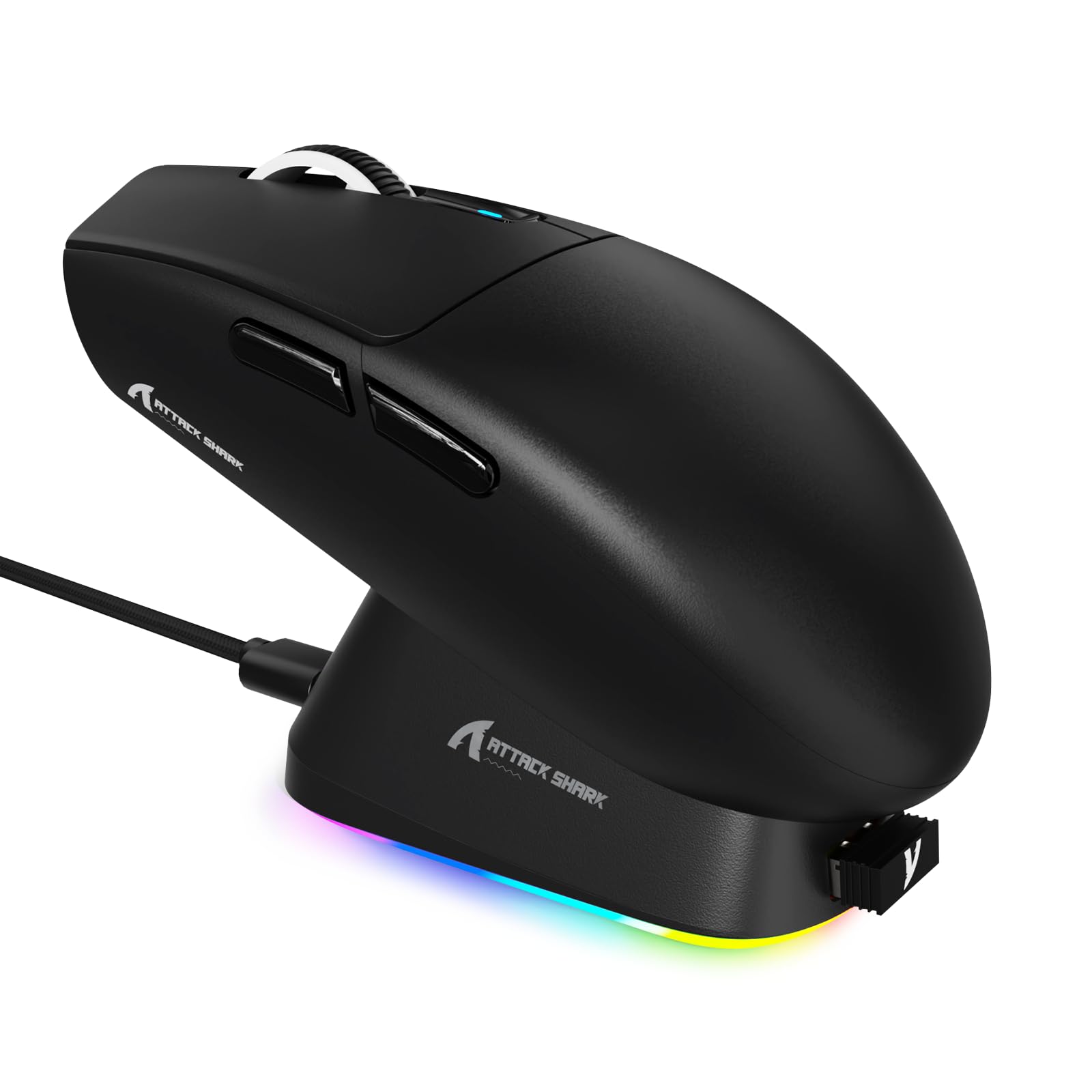 ATTACK SHARK G3PRO Wireless Gaming Mouse with RGB Charging Dock 2.4G/USB-C Wired/BT PAW3311 Optical Sensor 1K Polling Rate Adjustable 25K DPI 500mAh Battery Ultra Lightweight 59g Mice(Black)