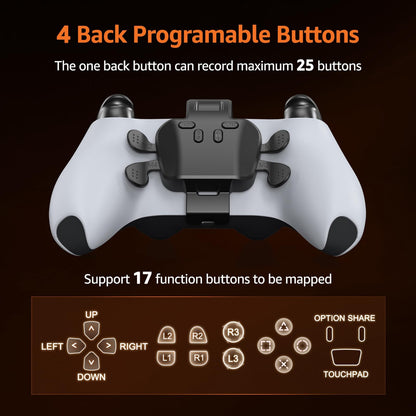 GMVOX PS-5 Controller Paddles with MIC, 4 Programmable Back Buttons, Turbo/Remapping, Compatible with PS-5/PC/MAC - Black