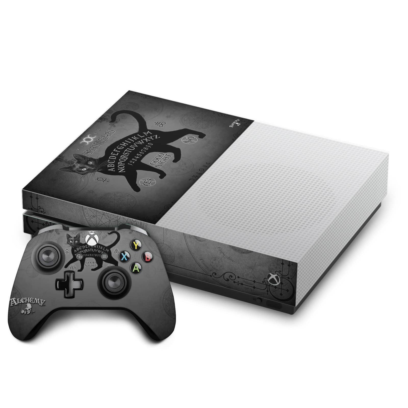 Head Case Designs Officially Licensed Alchemy Gothic Black Cat Spirit Board Gothic Vinyl Sticker Gaming Skin Decal Cover Compatible With Xbox One S Console and Controller Bundle