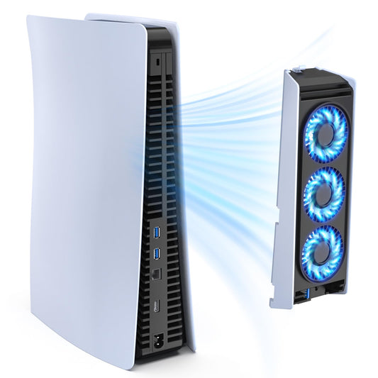 Upgraded Cooling Fan for PS5 Console Quiet & Efficient Cooler with LED Light and USB 3.0 Port  Dual-Speed PlayStation 5 Cooling System for Disc & Digital Edition (Not for Slim/Pro)