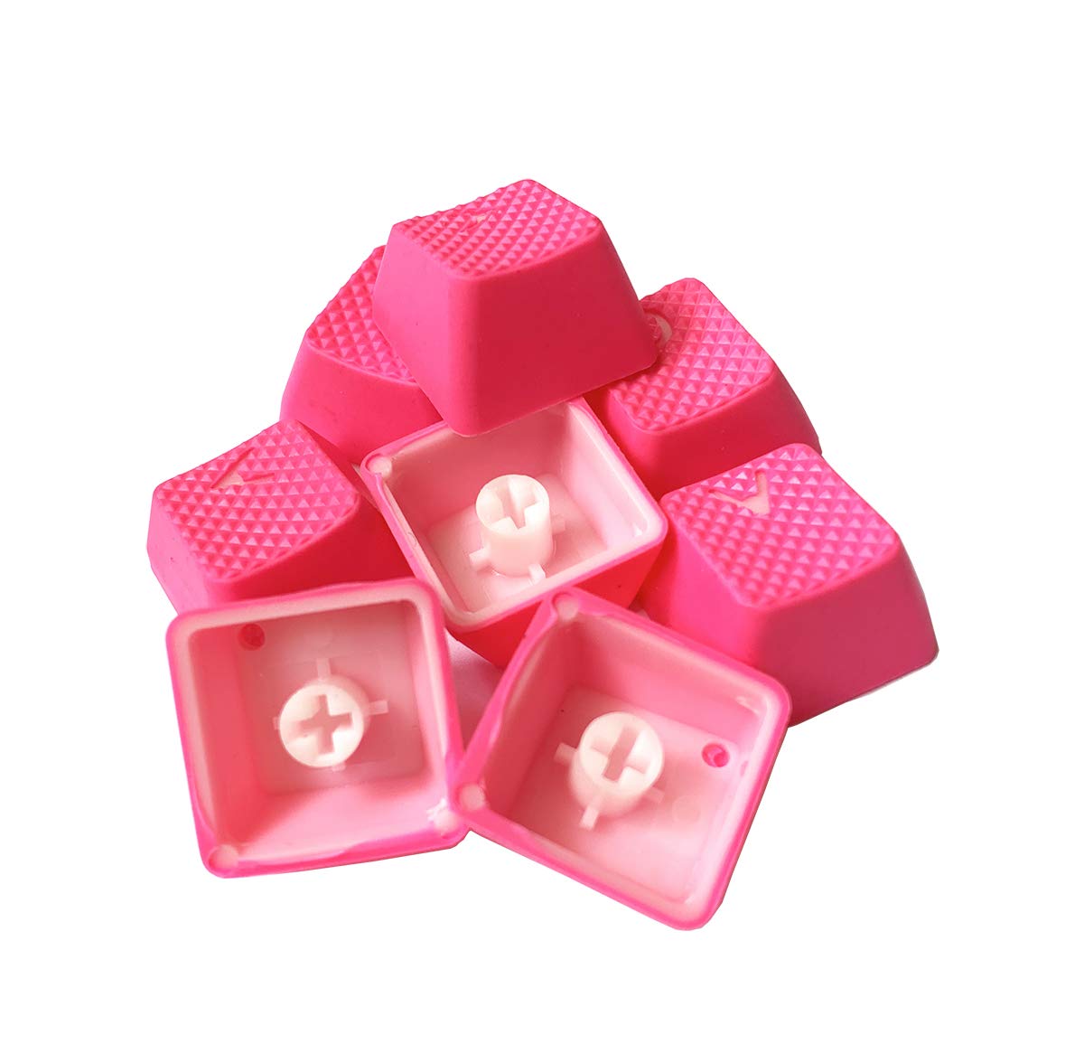 Big Chic Rubber Gaming Backlit Keycaps Set for Cherry MX Keyboards, Neon Pink, Includes Key Puller, Model 4718539007884