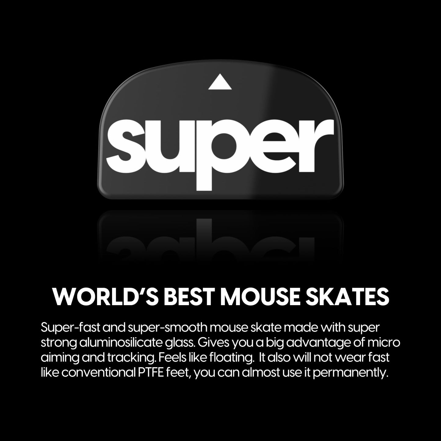 Pulsar Gaming Gears Superglide Glass Mouse Skates - Ultra Smooth, Polished Round Edge, Black, LGSSGB2, Size: Superglide 2