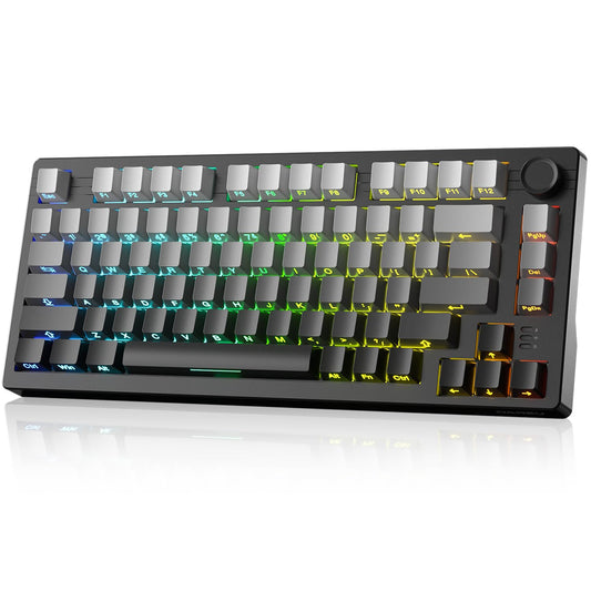 DAREU EK75PRO Wireless Gaming Keyboard, 75% RGB, Hot-Swappable, Sky V3 Switch, Side Printed-Cloudy Aqua, Gasket Mount, USB-C/BT5