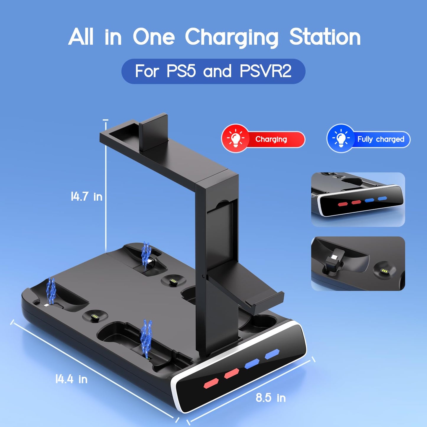 bainenjia 3-in-1 Controller Charging Dock for PSVR2 & PS5, LED Light, Multi Function Showcase Stand, PSVR Stand