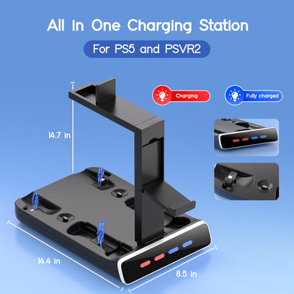 bainenjia 3-in-1 Controller Charging Dock for PSVR2 & PS5, LED Light, Multi Function Showcase Stand, PSVR Stand