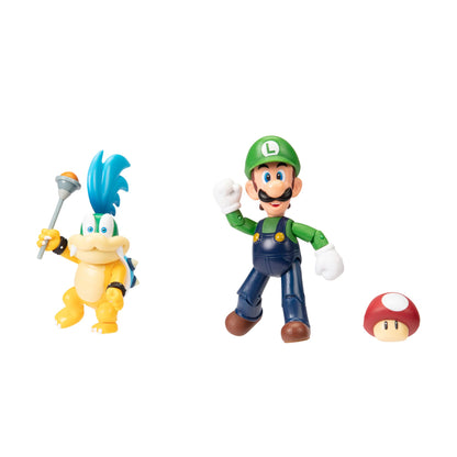 Super Mario 4" Action Figure 2 Pack - Luigi Vs. Larry Koopa, Collectible Toy Set