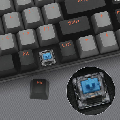 Qisan 60% Mechanical Gaming Keyboard - Dual Mode 2.4G/BT, Blue Switch, Black & Grey Combo Color, 68 Keys